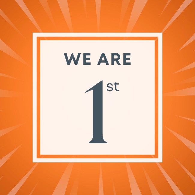 Orange coloured photo design with number "one".